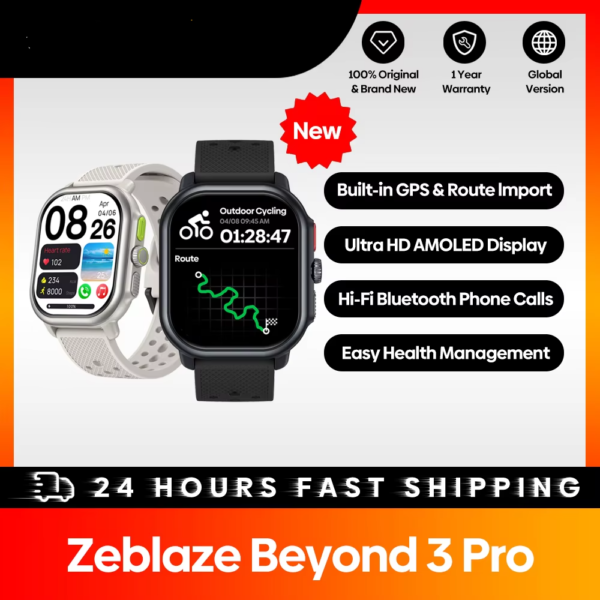 Zeblaze 3 Pro GPS Smartwatch – 2.15'' AMOLED, Built-in GPS, Route Import, Phone Calls